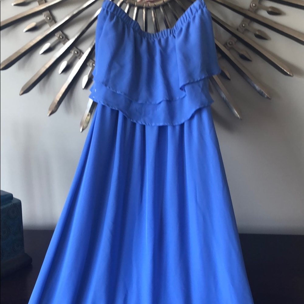 Beautiful blue sleeveless maxi dress